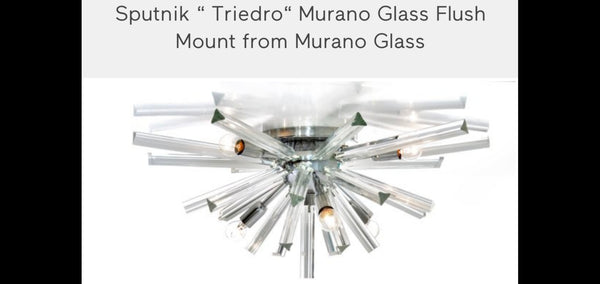 MURANO GLASS TRIEDRO SPUTNIK FLUSH MOUNT CHANDELIER