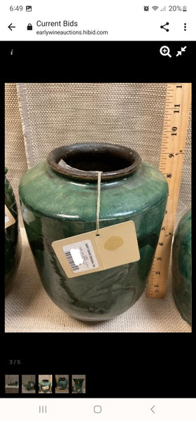 GARY DAVID DESIGNS GREEN DRIP GLAZE ANTIQUED CERAMIC CHINESE ⛩️ IMPRINT VASE/ JAR/ URN ~ MISC